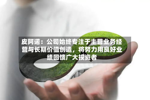 皮阿诺：公司始终专注于主营业务经营与长期价值创造，将努力用良好业绩回馈广大投资者