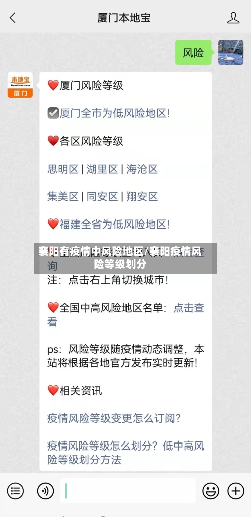 襄阳有疫情中风险地区/襄阳疫情风险等级划分
