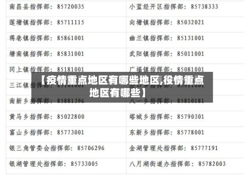 【疫情重点地区有哪些地区,役情重点地区有哪些】