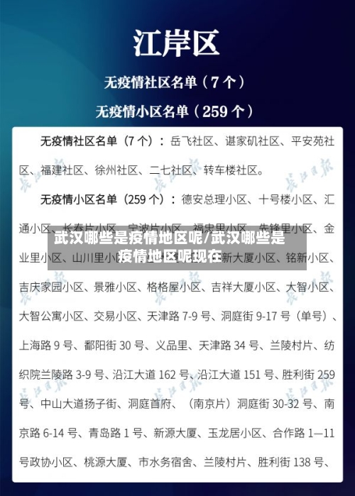 武汉哪些是疫情地区呢/武汉哪些是疫情地区呢现在