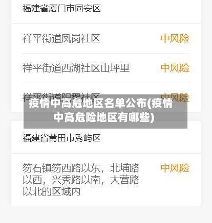 疫情中高危地区名单公布(疫情中高危险地区有哪些)