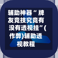 辅助神器“ 牌友竞技究竟有没有透视挂”(作弊)辅助透视教程