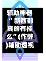 辅助神器“ 新西部真的有挂么”(作弊)辅助透视教程