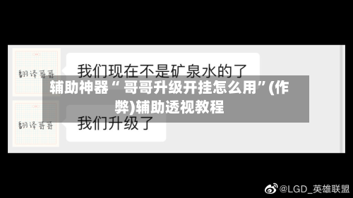 辅助神器“ 哥哥升级开挂怎么用”(作弊)辅助透视教程